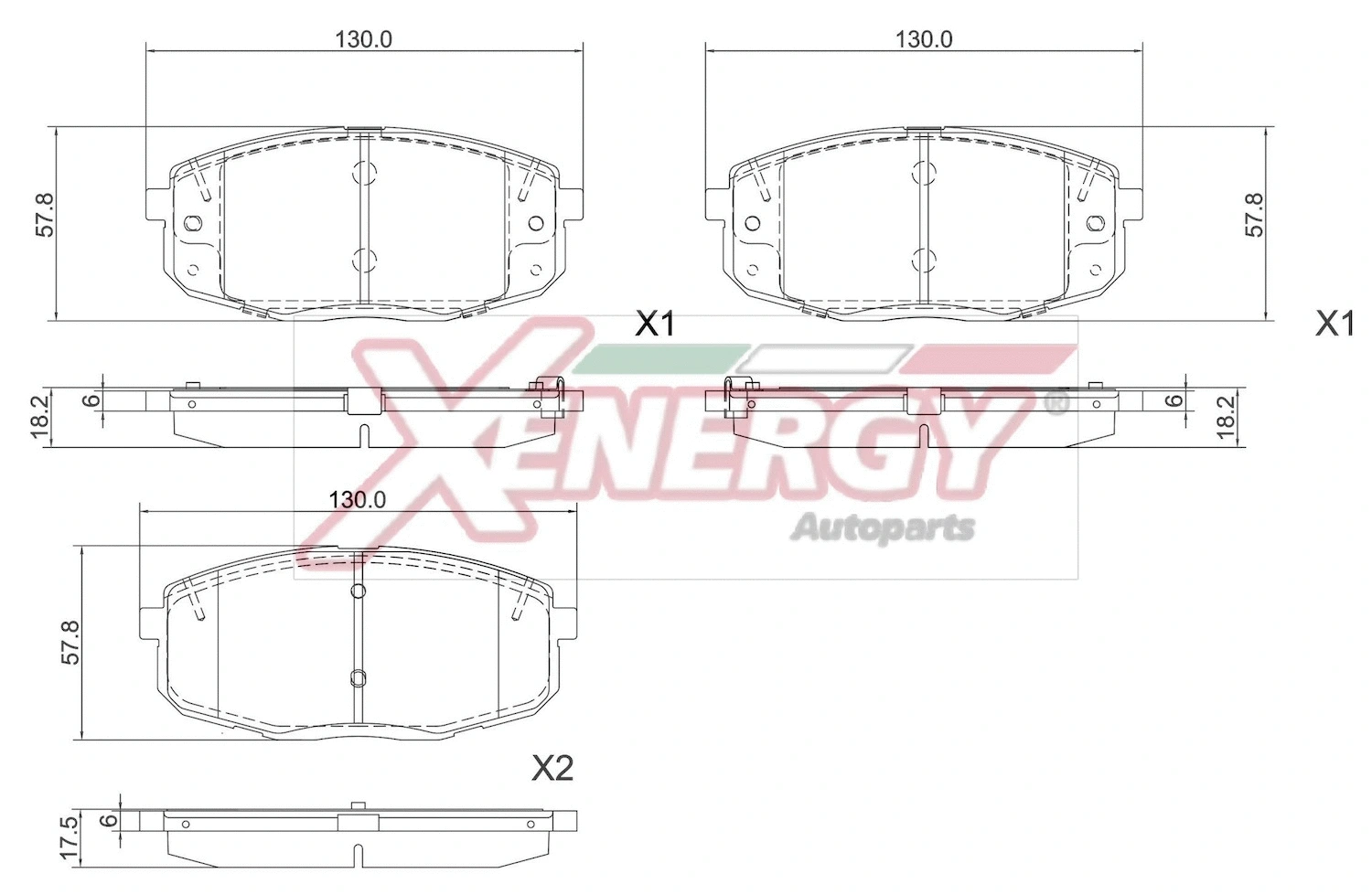 Kit de plaquettes de frein, frein à disque AP XENERGY X41415