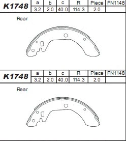 Jeu de mâchoires de frein ASIMCO K1748
