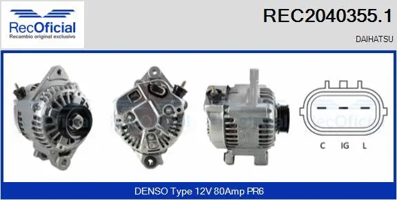 Alternateur RECOFICIAL REC2040355.1