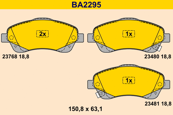 Kit de plaquettes de frein, frein à disque BARUM BA2295