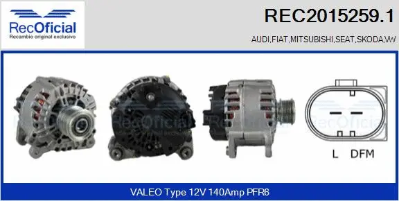 Alternateur RECOFICIAL REC2015259.1