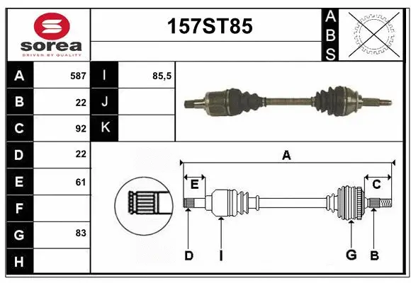 Arbre de transmission STARTCAR 157ST85