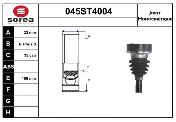Jeu de joints, arbre de transmission STARTCAR 045ST4004