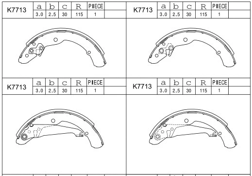 Jeu de mâchoires de frein ASIMCO K7713