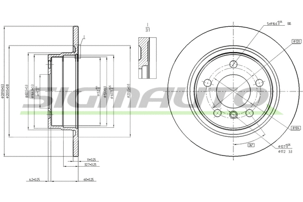 Disque de frein SIGMAUTO DBC197S