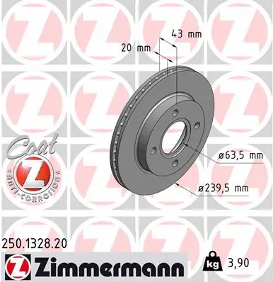 Disque de frein ZIMMERMANN 250.1328.20