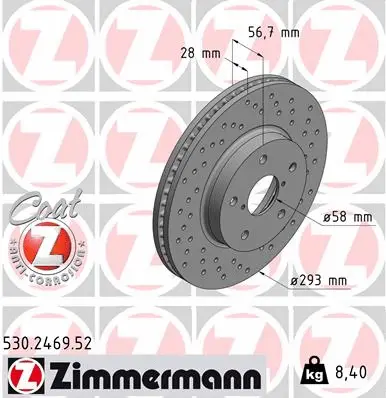 Disque de frein ZIMMERMANN 530.2469.52