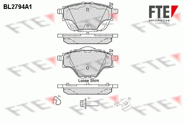 Kit de plaquettes de frein, frein à disque FTE 9010987