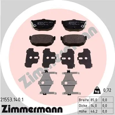 Kit de plaquettes de frein, frein à disque ZIMMERMANN 21553.140.1