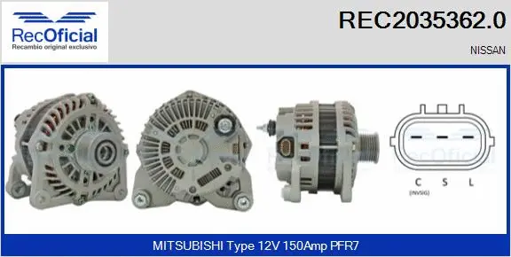Alternateur RECOFICIAL REC2035362.0