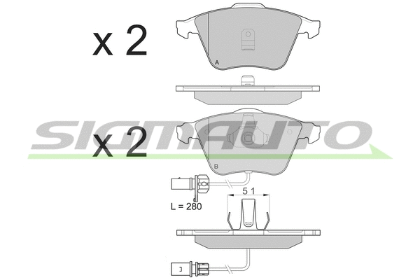 Kit de plaquettes de frein, frein à disque SIGMAUTO SPB081