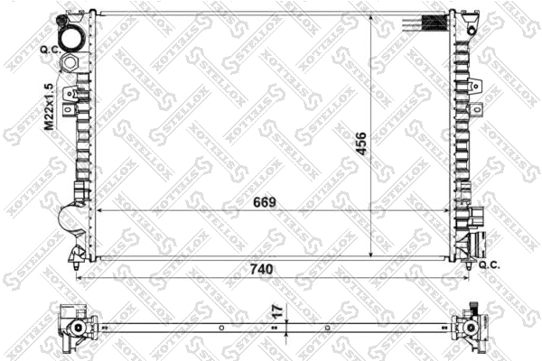 Radiateur, refroidissement du moteur STELLOX 10-25028-SX