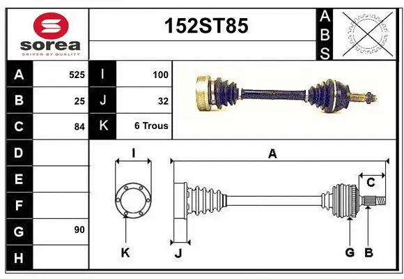 Arbre de transmission STARTCAR 152ST85