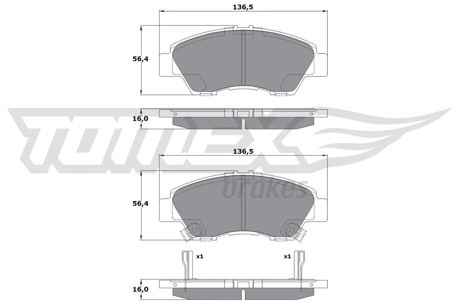 Kit de plaquettes de frein, frein à disque TOMEX Brakes TX 17-55
