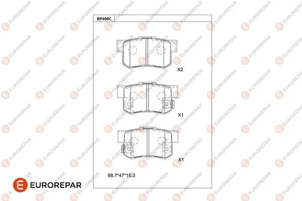 Kit de plaquettes de frein, frein à disque EUROREPAR 1681212380
