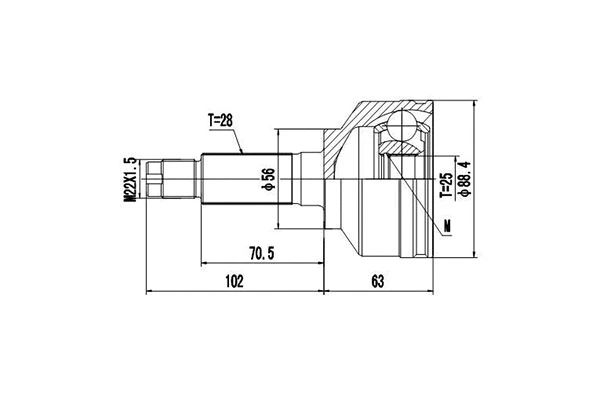 Jeu de joints, arbre de transmission DYNAMATRIX DCV827014