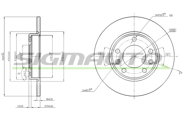 Disque de frein SIGMAUTO DBC406S