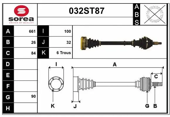 Arbre de transmission STARTCAR 032ST87