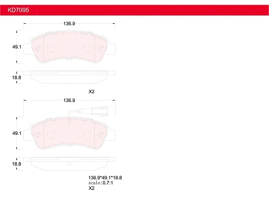 Kit de plaquettes de frein, frein à disque ASIMCO KD7095
