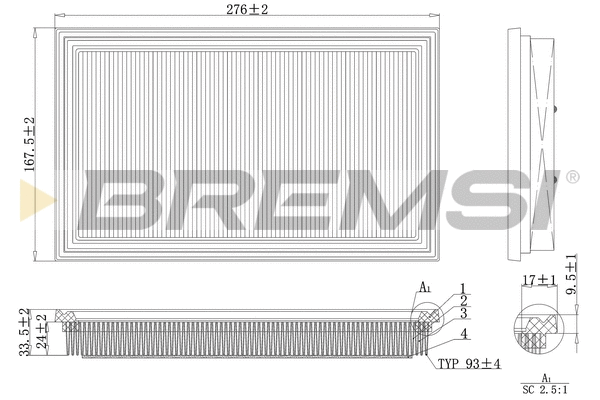 Filtre à air BREMSI FA1111
