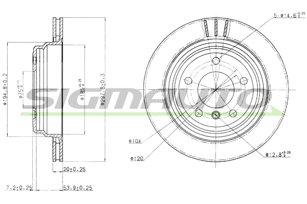 Disque de frein SIGMAUTO DBA836V