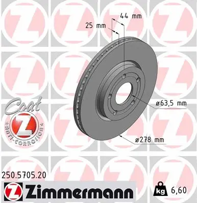 Disque de frein ZIMMERMANN 250.5705.20
