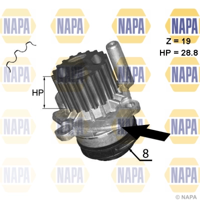 Pompe à eau, refroidissement du moteur NAPA NWP1045