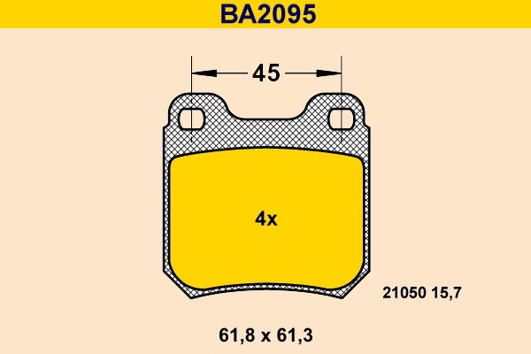 Kit de plaquettes de frein, frein à disque BARUM BA2095