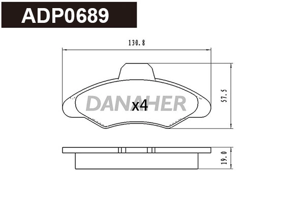 Kit de plaquettes de frein, frein à disque DANAHER ADP0689