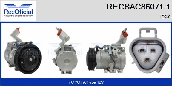 Compresseur, climatisation RECOFICIAL RECSAC86071.1