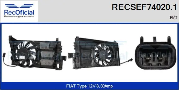 Moteur électrique, ventilateur pour radiateurs RECOFICIAL RECSEF74020.1