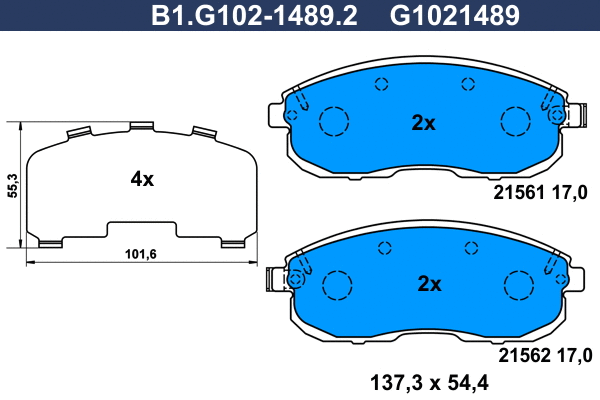 Kit de plaquettes de frein, frein à disque GALFER B1.G102-1489.2