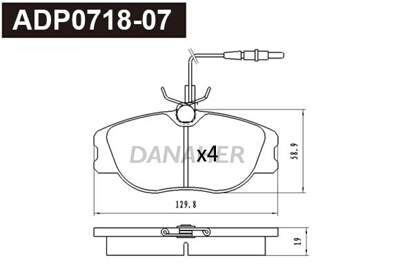Kit de plaquettes de frein, frein à disque DANAHER ADP0718-07