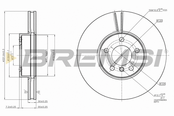 Disque de frein BREMSI CD7714V