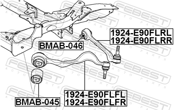 Bras de liaison, suspension de roue FEBEST 1924-E90FLRR