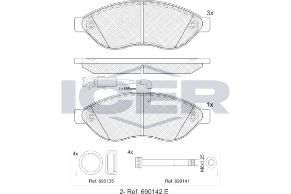 Kit de plaquettes de frein, frein à disque ICER LM1803