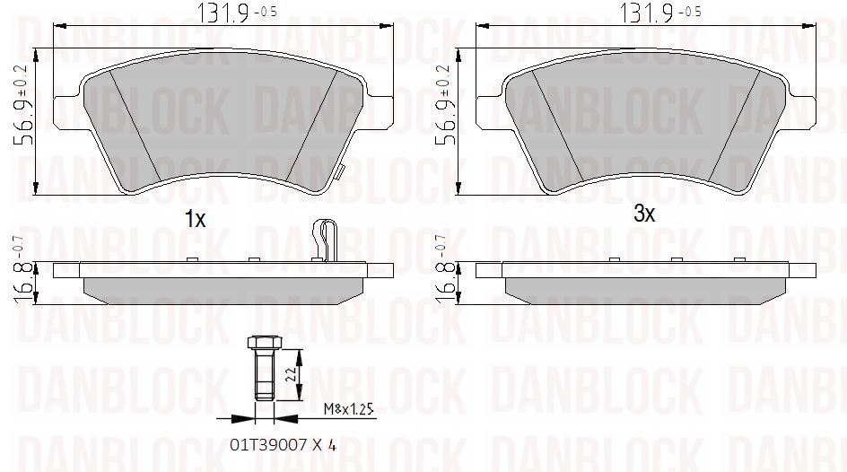 Kit de plaquettes de frein, frein à disque DANBLOCK DB 510533