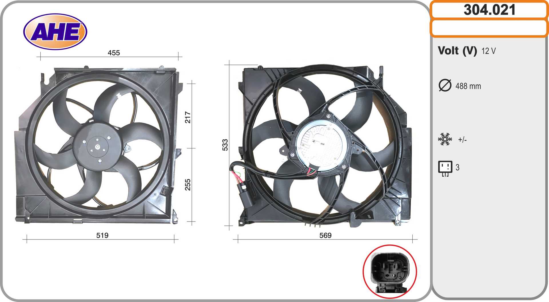 Ventilateur, refroidissement du moteur AHE 304.021