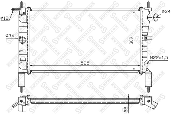 Radiateur, refroidissement du moteur STELLOX 10-25102-SX