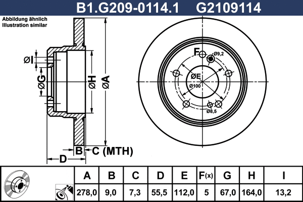 Disque de frein GALFER B1.G209-0114.1