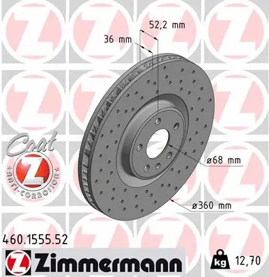 Disque de frein ZIMMERMANN 460.1555.52