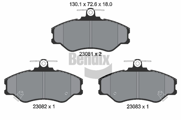 Kit de plaquettes de frein, frein à disque BENDIX Braking BPD1913