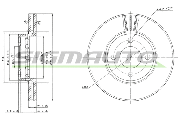 Disque de frein SIGMAUTO DBA471V