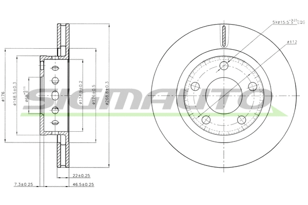 Disque de frein SIGMAUTO DBC151V