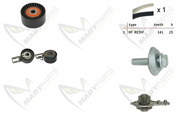 Pompe à eau + kit de courroie crantée MABYPARTS OBKWP0133