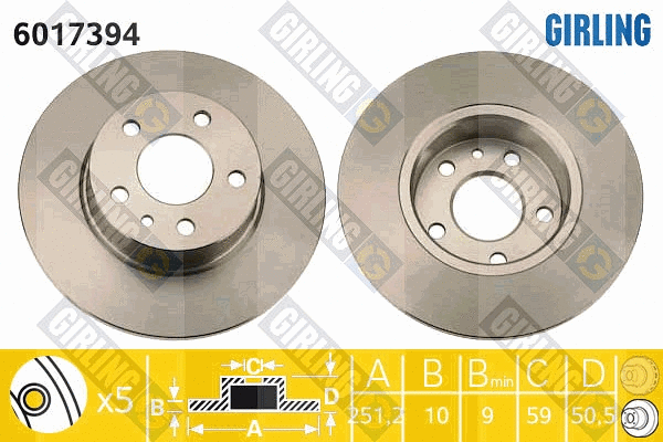 Disque de frein GIRLING 6017394