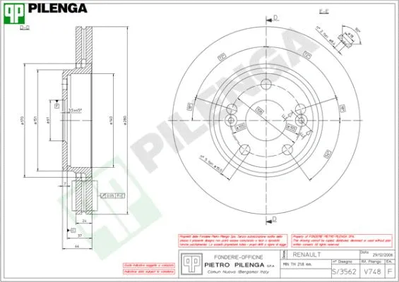 Disque de frein PILENGA V748