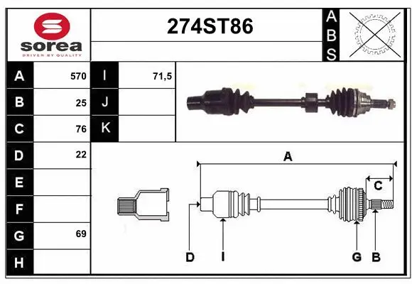 Arbre de transmission STARTCAR 274ST86