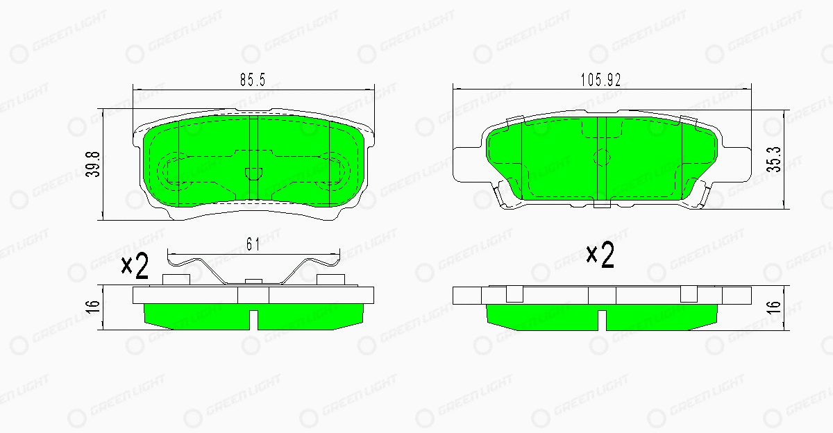 Kit de plaquettes de frein, frein à disque Automotive Adriado GLBP0362