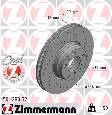 Disque de frein ZIMMERMANN 150.1280.52
